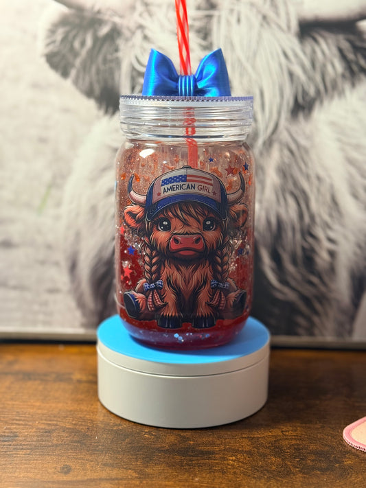 American Highland Cow Mason Jar Tumbler