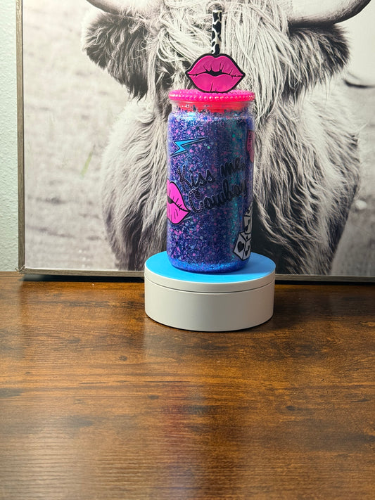 Kiss Me Cowboy Dry Glitter Cup